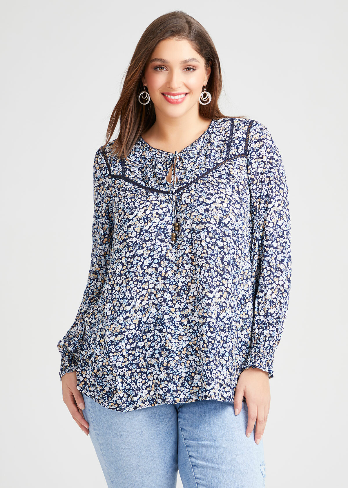 Natural Floral Cluster Top