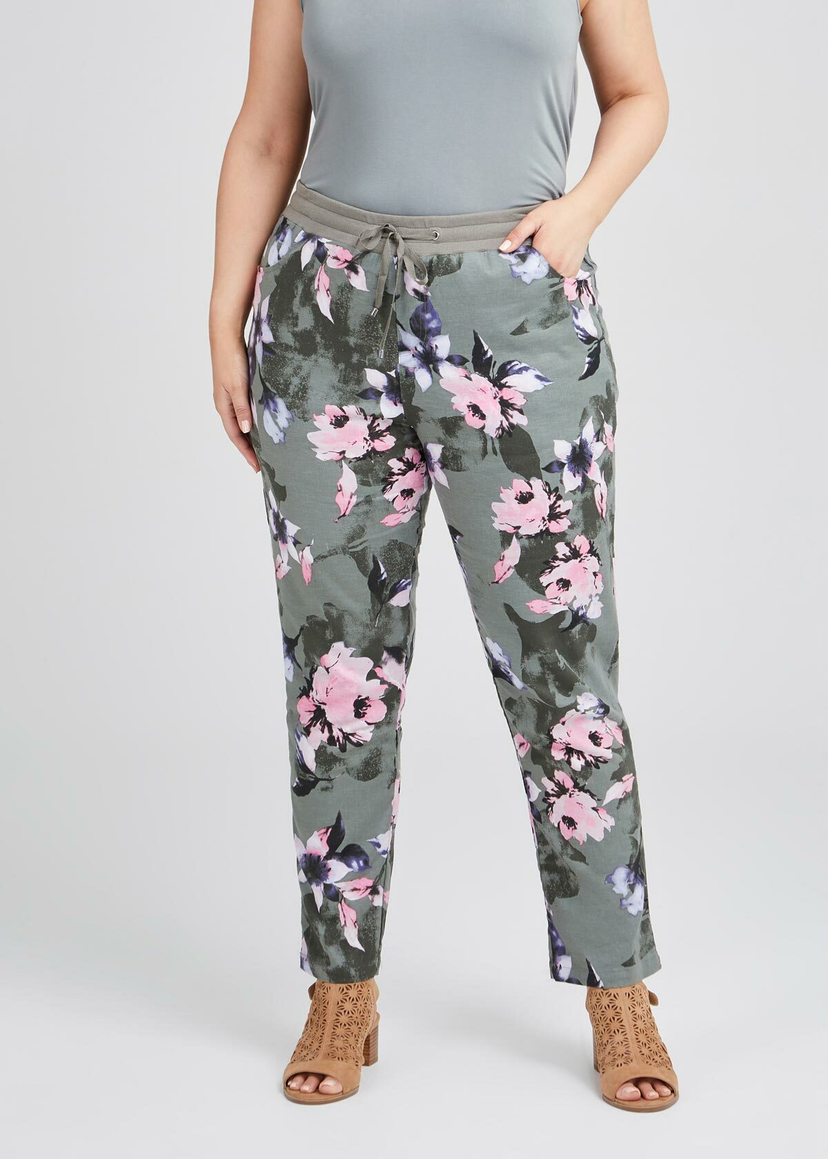 Floral Stretch Linen Pant
