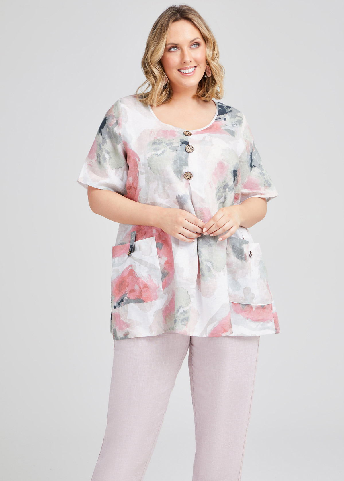 Misty Vibe Linen Pocket Tunic