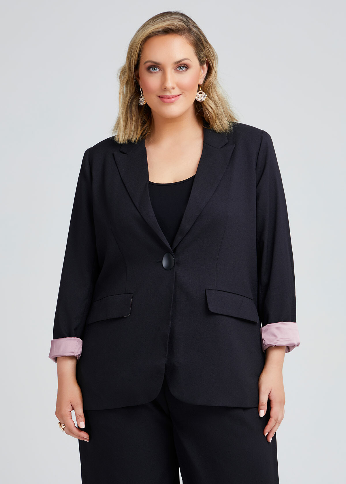 Noir One Button Lined Jacket