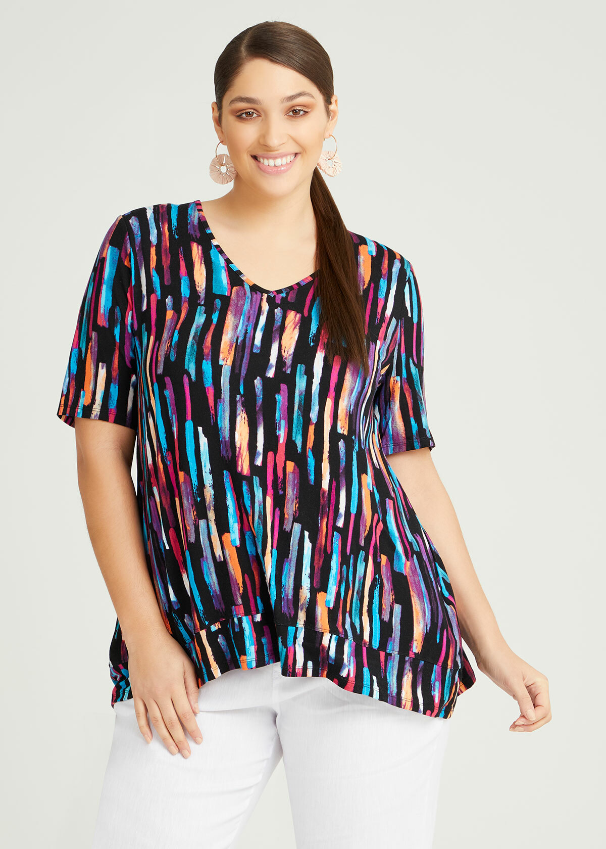 Bamboo Abstract Sia Vneck Top
