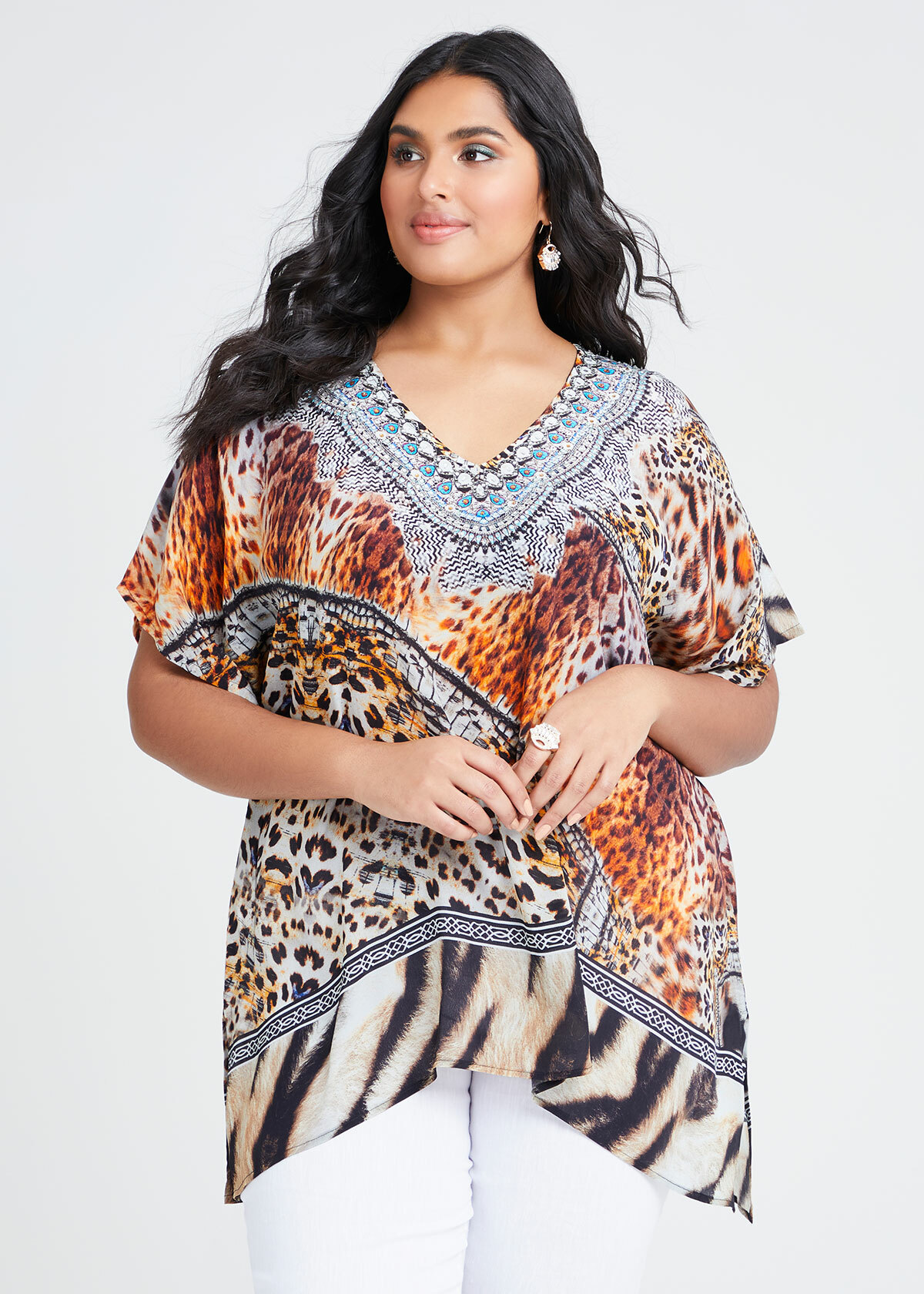 Natural Wild Side Vneck Top