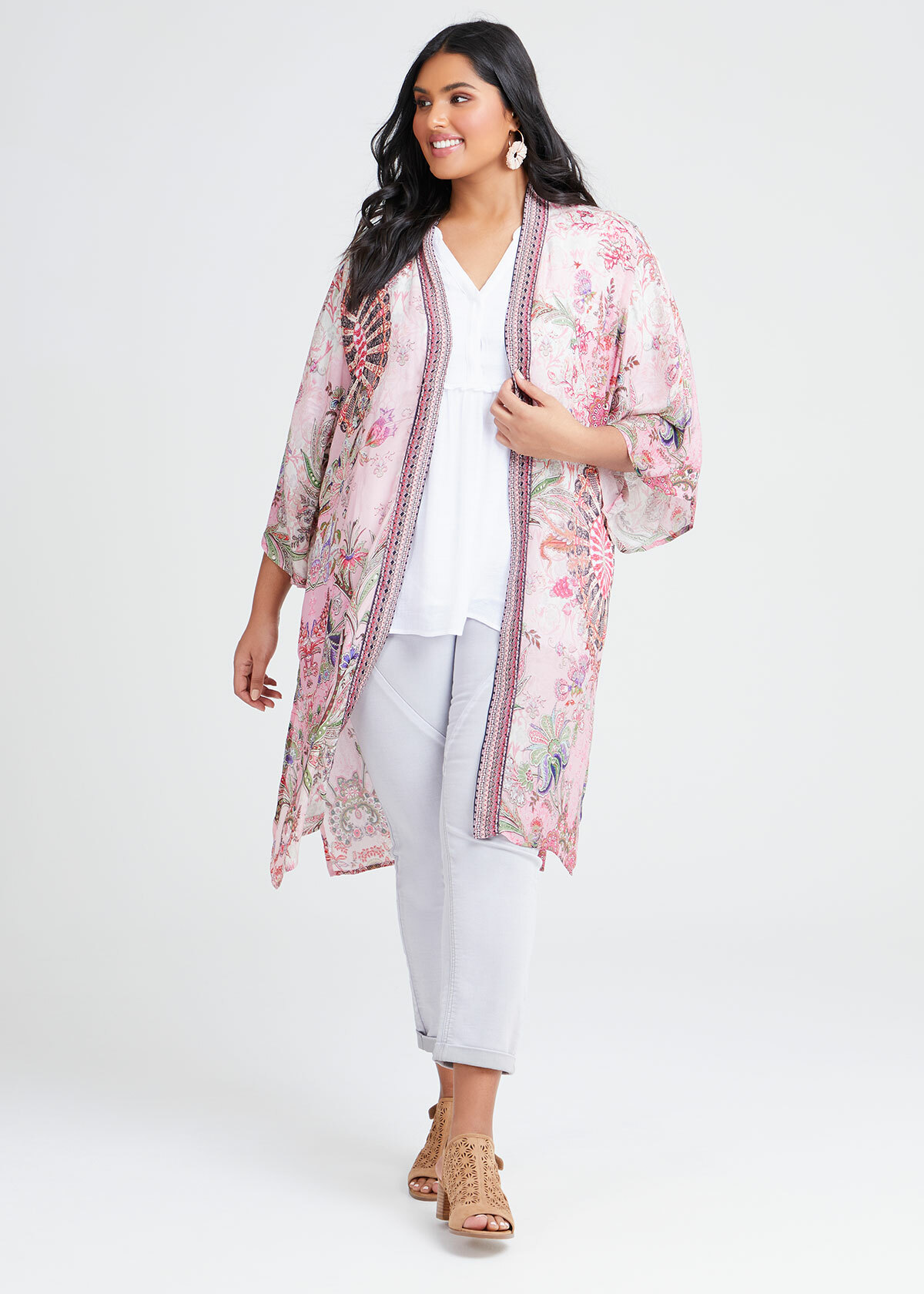 Natural Paisley Print Kimono